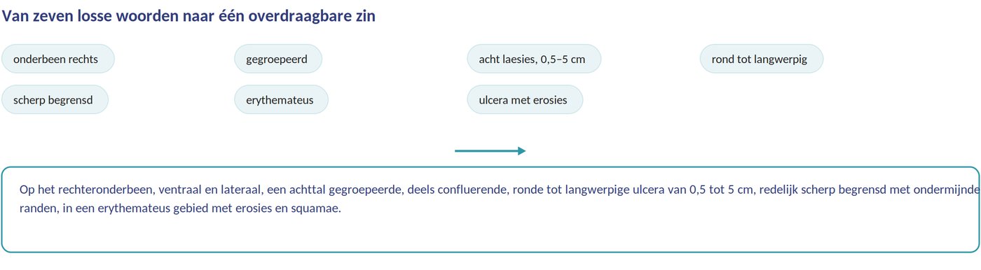 Van zeven woorden naar één zin
